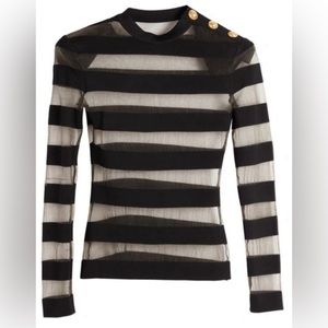Balmain Striped Tulle Top